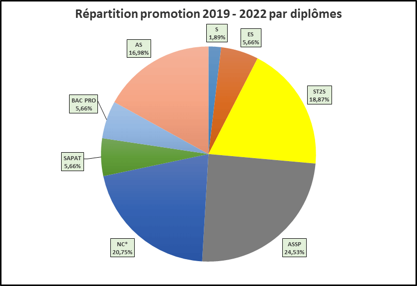 IDE - Répartition promotion 2019-2022 par diplômes
